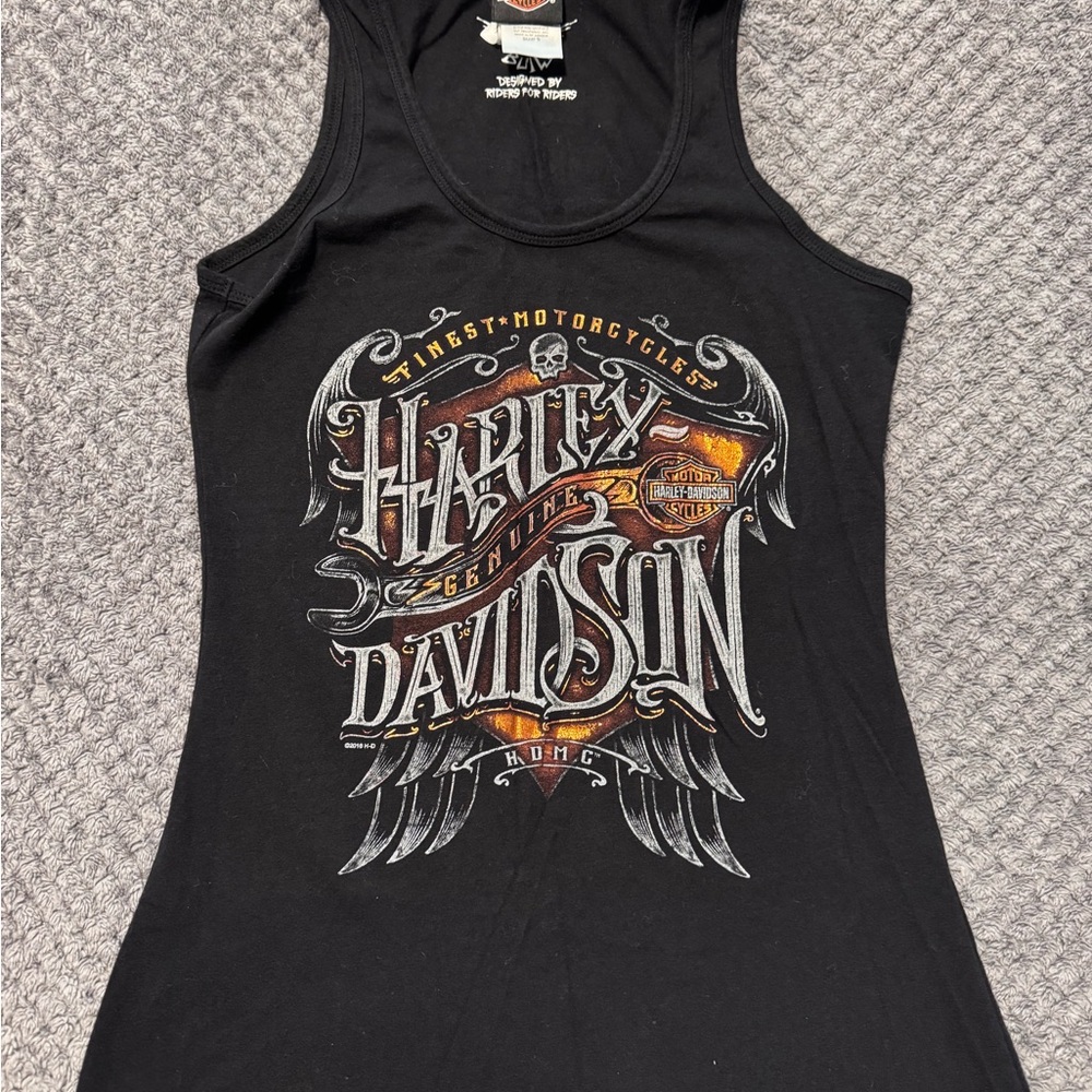 Harley-Davidson Black and Orange Tank Top